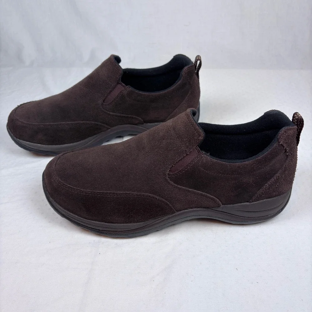 LL Bean Mens Comfort Mocs Brown Suede Slip On Shoes 10.5 Wide Classic Outdoors